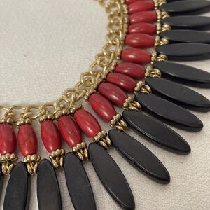 Tribal Bib Necklace Black/Red Women’s